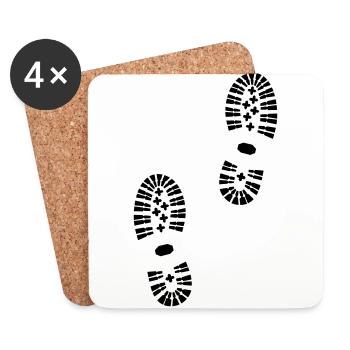 Footprints, hiking (super cheap) - Coasters (set of 4) - white - Front