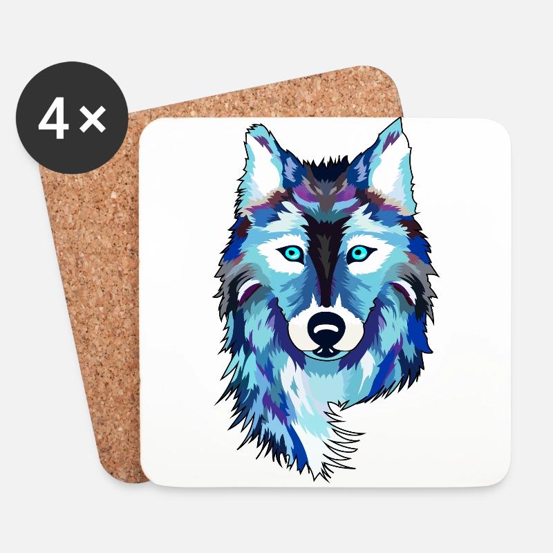 Wolf - Untersetzer (4er-Set) - Weiß