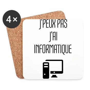 informatique / informaticien / ordinateur / geek - Dessous de verre (lot de 4) - blanc - Devant