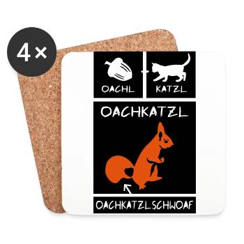 Eichhörnchen - Oachkatzlschwoaf - Untersetzer (4er-Set) - Weiß - Vorne