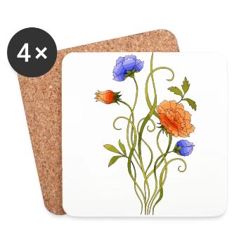 Fleurs - Dessous de verre (lot de 4) - blanc - Devant