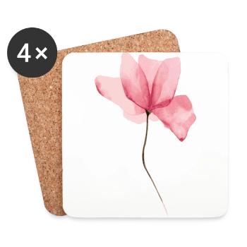 Rosa gemalte Blume - Untersetzer (4er-Set) - Weiß - Vorne