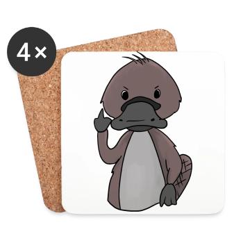 Sweet platypus shows middle finger gift - Coasters (set of 4) - white - Front