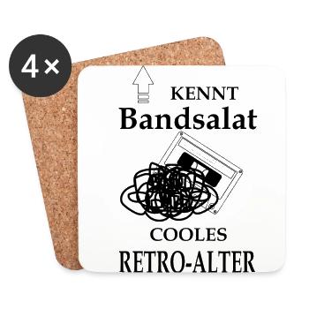 Bandsalat Retro Alter Kassette - Untersetzer (4er-Set) - Weiß - Vorne