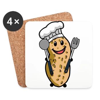Cook Peanut Gourmet Culinary Art Hobby Chef Nut - Coasters (set of 4) - white - Front