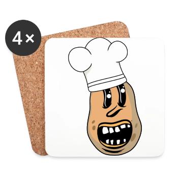 Drôle de restaurant de cuisine de légumes de pommes de terre - Dessous de verre (lot de 4) - blanc - Devant