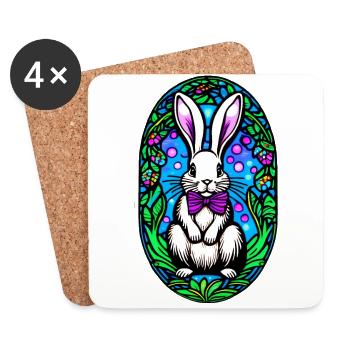Easter Bunny Rabbit White colorful - Coasters (set of 4) - white - Front