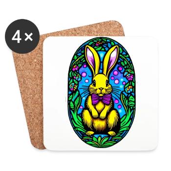 Colorful Easter motif with bunny - Coasters (set of 4) - white - Front