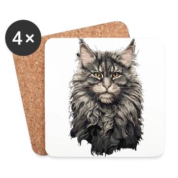 Maine Coon cat elegance pour les connaisseurs de chats - Dessous de verre (lot de 4) - blanc - Devant