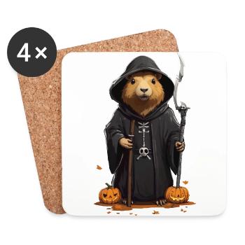 Funny Halloween Capybara Grim Reaper Design - Coasters (set of 4) - white - Front