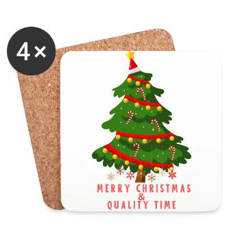 Merry Christmas - Untersetzer (4er-Set) - Weiß - Vorne