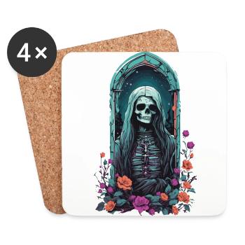 Gothic Pastel Skeleton Lady Victorian Halloween - Coasters (set of 4) - white - Front