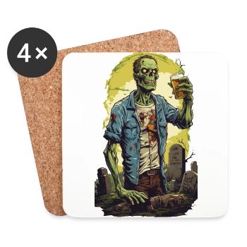 Halloween Zombie Spooky Beer Party Retro Design - Coasters (set of 4) - white - Front