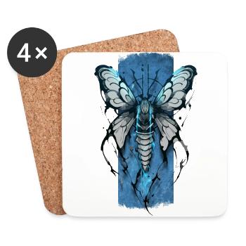 Nocturne enchanteur : Papillon mystique - Dessous de verre (lot de 4) - blanc - Devant