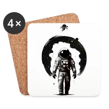 ASTRONAUTE DANS L’ESPACE SORTANT DU TROU NOIR - Dessous de verre (lot de 4) - blanc - Devant