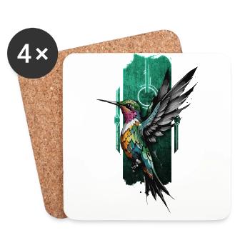 Hovering Jewel: Graceful Hummingbird in Flight - Coasters (set of 4) - white - Front