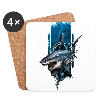 Fierce Shark Design: Deep Blue Predator - Coasters (set of 4) - white - Front