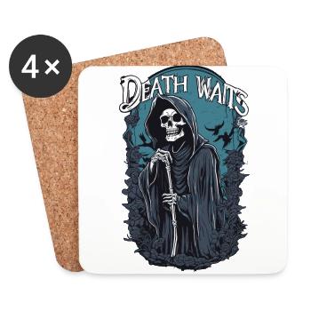 Sensenmann "Der Tod wartet" Gothic Kunst - Untersetzer (4er-Set) - Weiß - Vorne