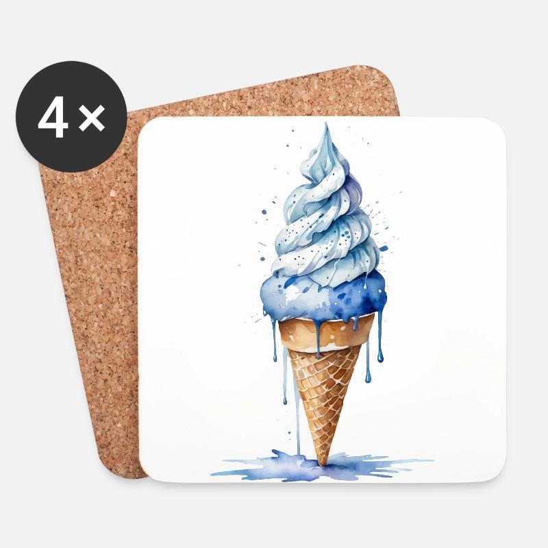 Kühl und erfrischend - Blue Cream Cone - Untersetzer (4er-Set) - Weiß