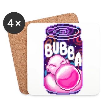 Bubba in a Soda Can– Cute Cosmic Pixel Art - Coasters (set of 4) - white - Front