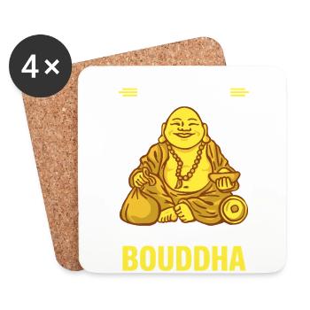 T-shirt humour Bouddha Corps d’un dieu - Dessous de verre (lot de 4) - blanc - Devant