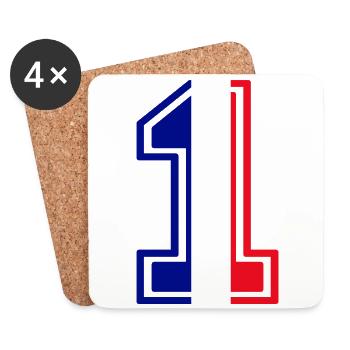 France numéro 1 - Dessous de verre (lot de 4) - blanc - Devant