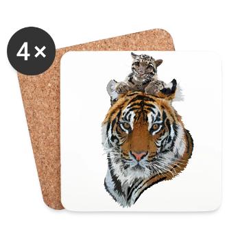 Bengal Tiger and Hazy Tiger - Coasters (set of 4) - white - Front