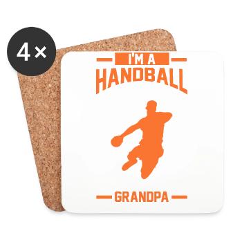 Cadeau de fête des pères handball grand-père - Dessous de verre (lot de 4) - blanc - Devant