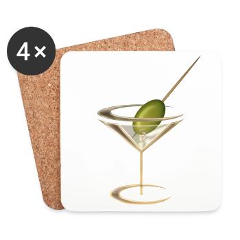 Cool Martini Glass With Olive - Coasters (set of 4) - white - Front
