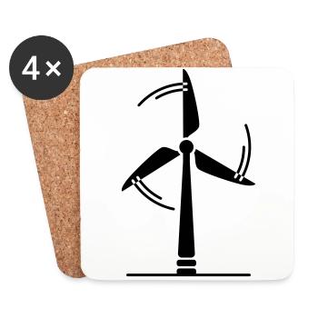 Windrad Silhouette - Untersetzer (4er-Set) - Weiß - Vorne