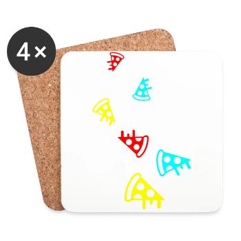 Pizza colorée - Dessous de verre (lot de 4) - blanc - Devant