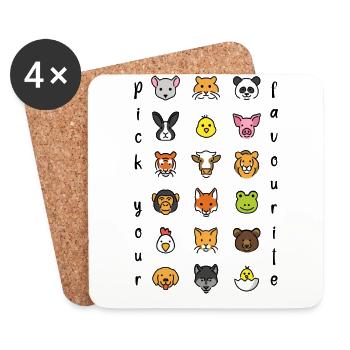 pick your favourite animal Wähle Lieblingstier - Untersetzer (4er-Set) - Weiß - Vorne