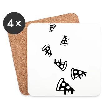 Silhouette de l’icône de la pizza - Dessous de verre (lot de 4) - blanc - Devant