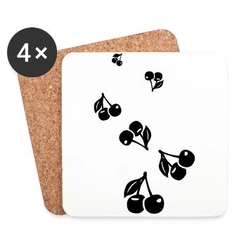 Symbole des cerises - Dessous de verre (lot de 4) - blanc - Devant
