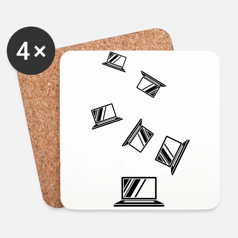 Laptop Symbol - Untersetzer (4er-Set) - Weiß