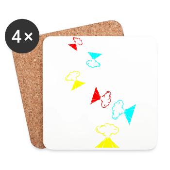 Icône de volcan - Dessous de verre (lot de 4) - blanc - Devant