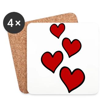Symbole de l’amour des cœurs - Dessous de verre (lot de 4) - blanc - Devant