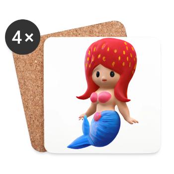 Sirène aux fraises - Dessous de verre (lot de 4) - blanc - Devant