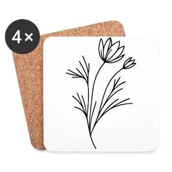 L’élégance gracieuse : le motif floral en filigrane - Dessous de verre (lot de 4) - blanc - Devant