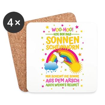 Sonnenscheinhorn mit Spruch Sonne aus dem Arsch - Untersetzer (4er-Set) - Weiß - Vorne