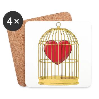 CAGED HEART - HEART IN THE CAGE - Coasters (set of 4) - white - Front