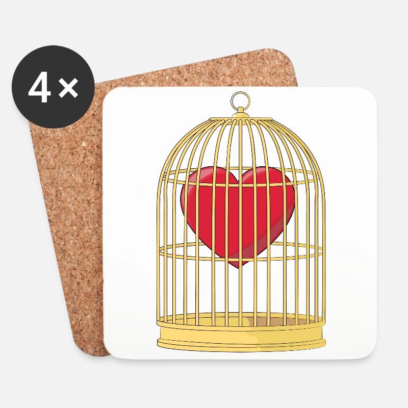 CAGED HEART - HERZ IM KÄFIG - Untersetzer (4er-Set) - Weiß