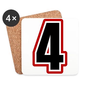 4 Zahl symbol - Untersetzer (4er-Set) - Weiß - Vorne