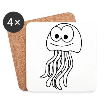 Jellyfish Comic Animal - Coasters (set of 4) - white - Front