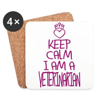 Keep Calm Veterinarian Cool Veterinarian Gift - Coasters (set of 4) - white - Front