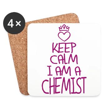 Gardez calme Chimiste cool Cadeau de chimiste - Dessous de verre (lot de 4) - blanc - Devant