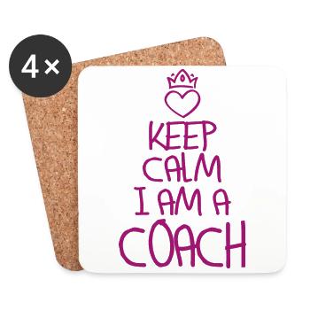 Keep Calm Coach cool Coach Geschenk - Untersetzer (4er-Set) - Weiß - Vorne