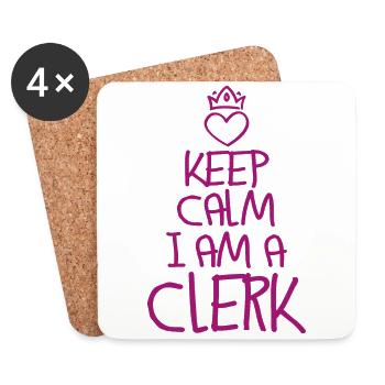 Keep Calm Clerk - Coasters (set of 4) - white - Front