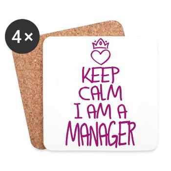 Gardez calm Manager cool cadeau de gestionnaire - Dessous de verre (lot de 4) - blanc - Devant