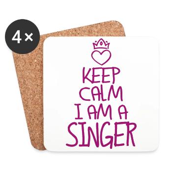 Keep Calm Sänger cool Sänger Geschenk - Untersetzer (4er-Set) - Weiß - Vorne